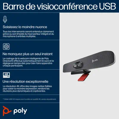 HP Poly Barre de visioconférence USB Poly Studio R30_4