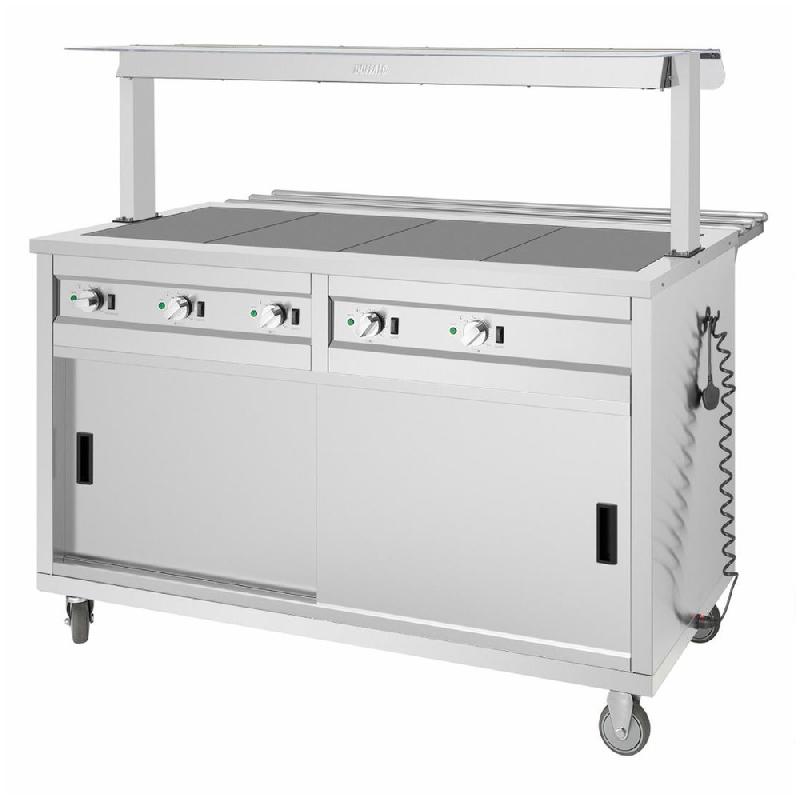 Buffet central mobile avec plaque chauffante 4 x GN 1/1 - Buffalo - JB187_4