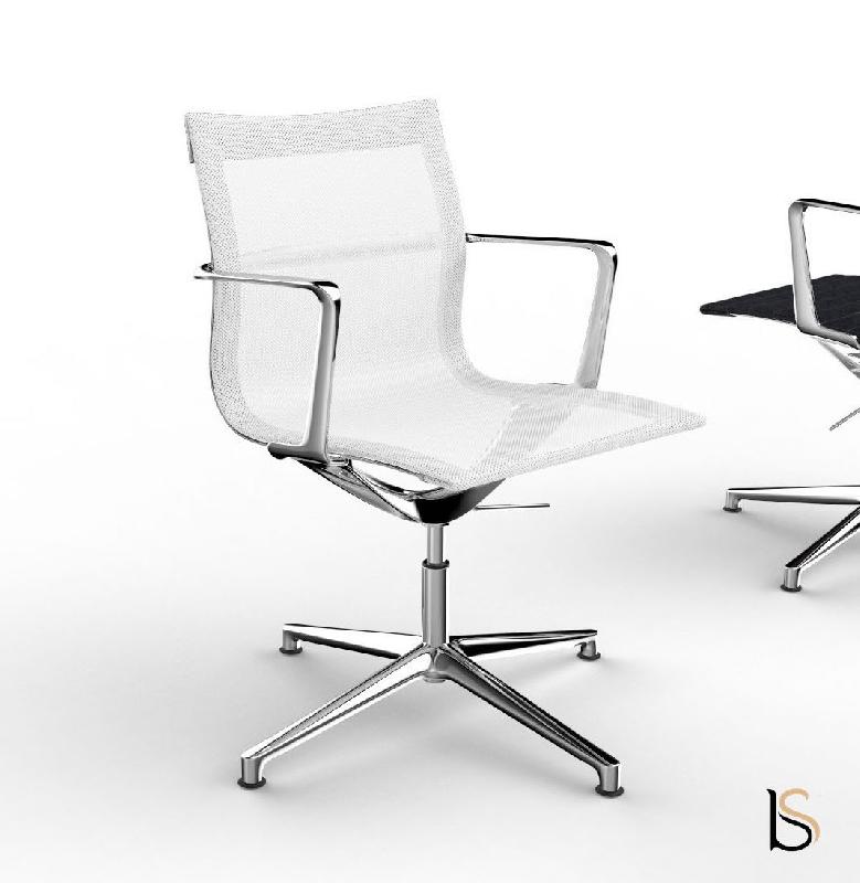 Fauteuil de réunion Evole en résille - Mobel Linea - Blanc_4