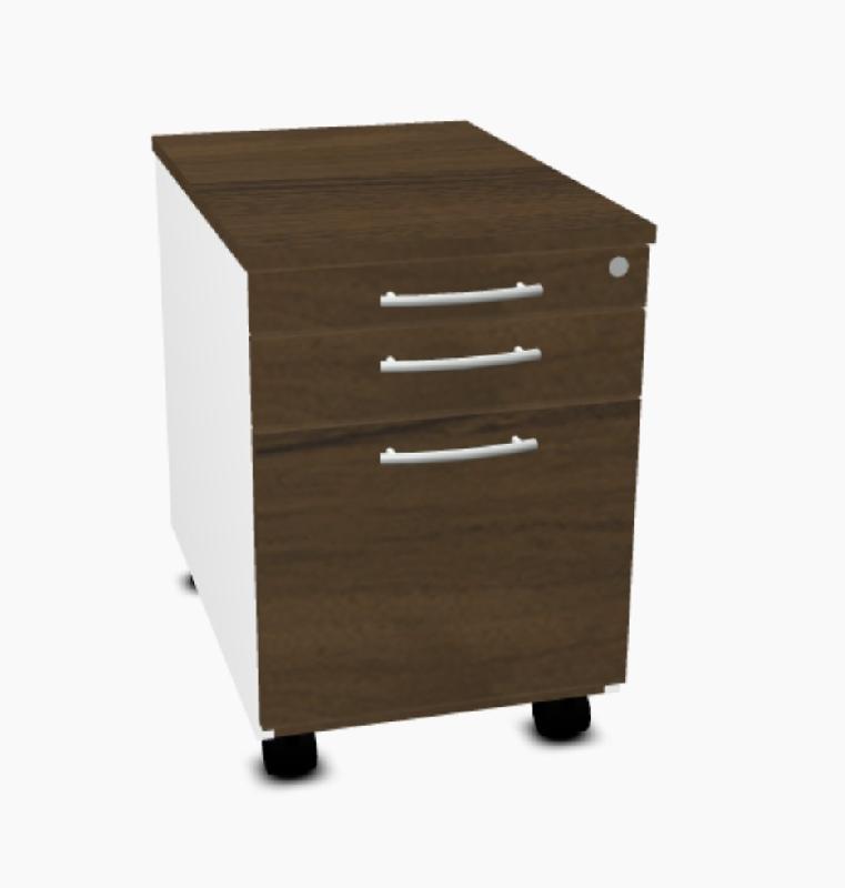 Caisson mobile pour dossiers suspendus - MDD - 3 tiroirs, Noyer_4
