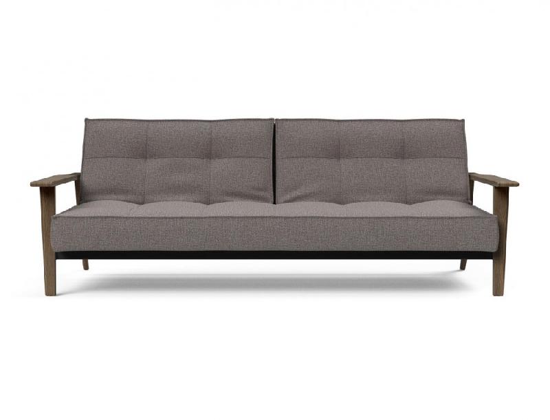 Innovation Living - Canapé lit design Splitback Frej convertible 115x210 cm - Chêne fumé et tissu Mixed Dance Grey_4