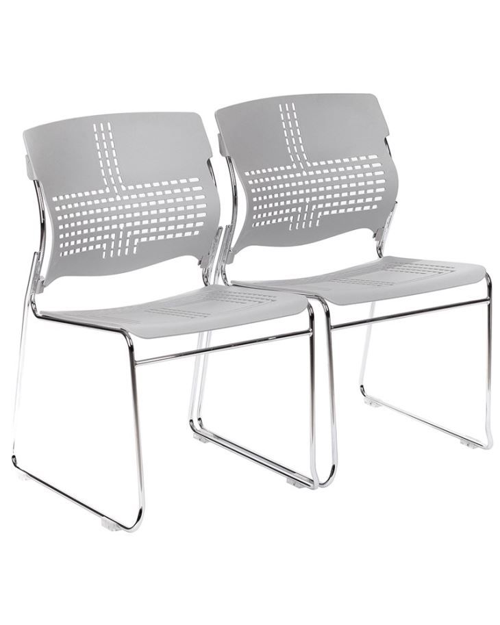 CH-1718 - Chaises empilables en plastique - dimensions : L 470 x P 530 x H 795 mm - Chromed Sled Base - design contemporain_4