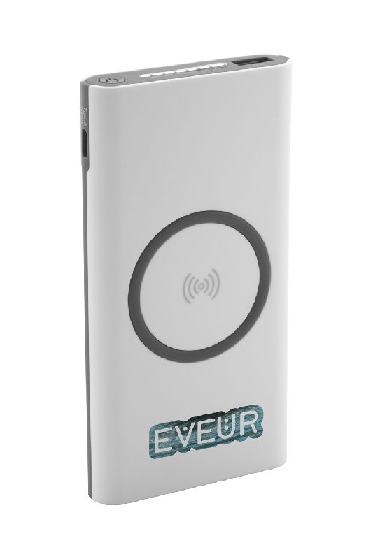 Power bank en plastique - 6000 mAh - Chargeur sans fil intégré - Ports USB et USB-C - Couleur blanche_4