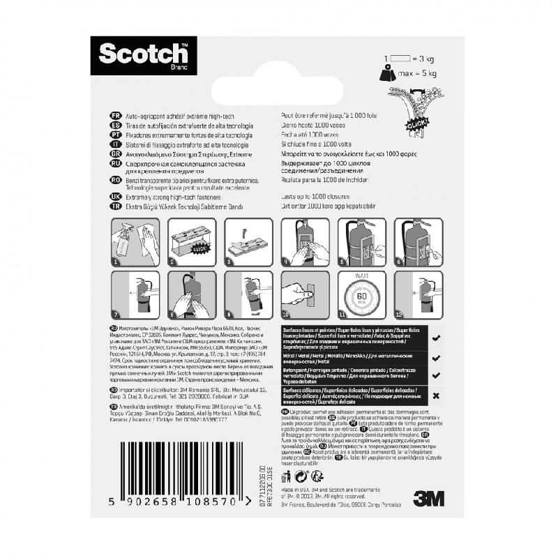 4 bandes auto-agrippantes transparentes SCOTCH - 7,6 cm x 25 mm - fixation extra forte et résistante_4