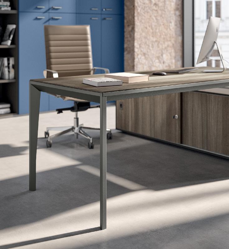 Bureau manager X5 avec meuble retour intégré - Officity - 244, Anthracite, Eucalyptus 53_4
