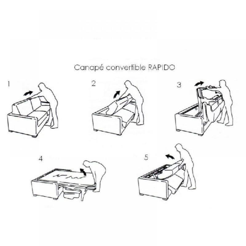 Canapé 3-4 places Eclipse convertible express 160 cm - matelas 18 cm microfibre taupe - ouverture rapide_4