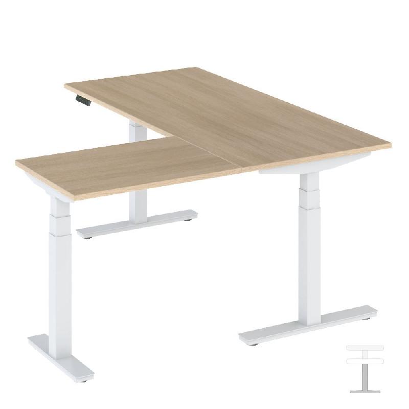 Bureau d'angle réglable TRAM - Mobel Linea - 180, Blanc, Chêne moyen_4
