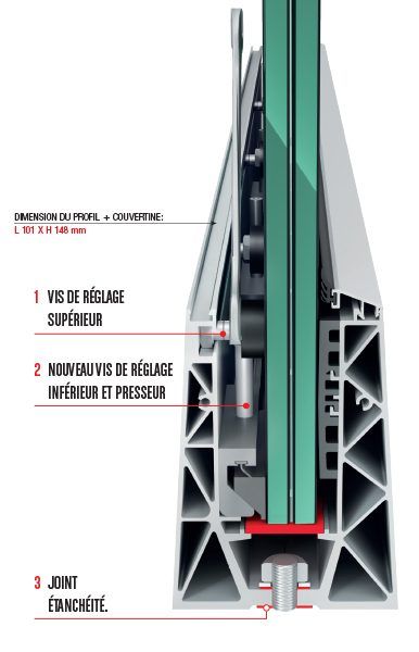 Ninfa 5 - garde-corps - faraone - en verre trempé feuilleté - dimensions de la section du profil : 101 x 148 mm_4