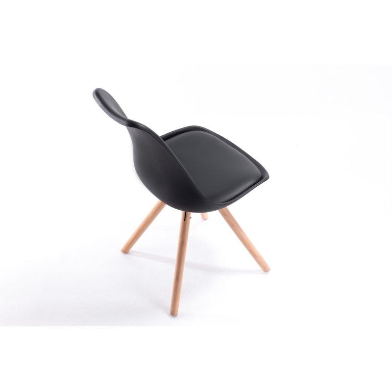 Lot de 2 chaises SANDO - Polypropylène noir avec coussin en polyuréthane et pieds en bois - Design chic et moderne_4