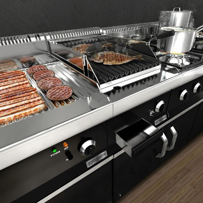 Grill à gaz à pierre de lave - 14 kW - Grille inclinable - Soubassement avec 2 portes incl.  - Mario 700 | GGM -GLK873C-GK866T_4
