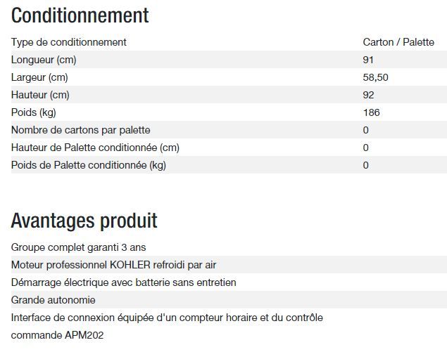 Groupe électrogène Technic 15000TA AVR C5 - Kohler - Triphasé - Puissance max 11,50 kW / 14,40 kVA - 400V_4