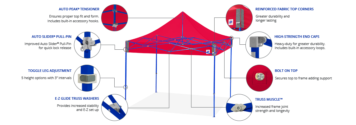 Tente publicitaire pliante E-Z UP Eclipse 3x3m - facile à installer pour expositions et salons_4