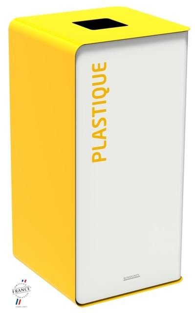 Borne de tri sélectif Cubatri 75 L - Acier poudré anti-UV - Système push/pull - Pieds réglables_4