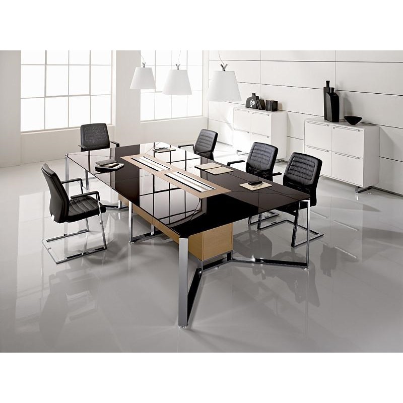 Table de réunion I-MEET - Plateau verre - 320x320 cm - Fabricant LAS - Référence IME_03_4