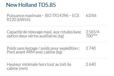 TD5.85 tracteur agricole - New Holland - 86 ch - moteur Tier 4A, inverseur hydraulique et cabine VisionView™_4