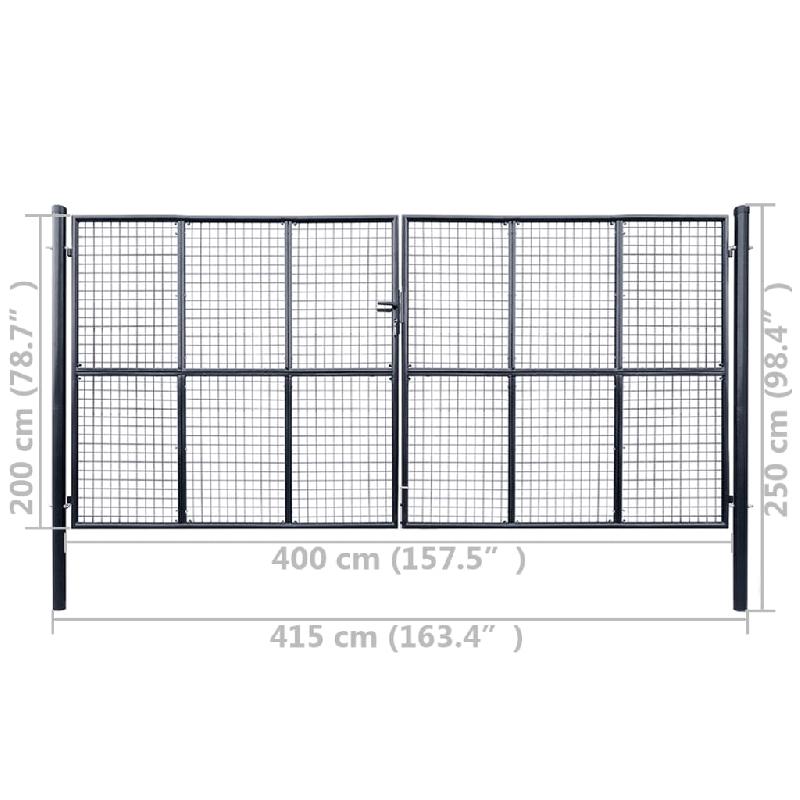 Vidaxl portail en maille de jardin acier galvanisé 400 x 200 cm gris 143379_4