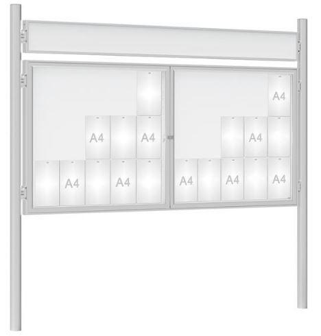 Vitrine extérieure anodisée 75 sur poteaux - Porte battante réversible - Plexichocs - 8 à 30 A4_4
