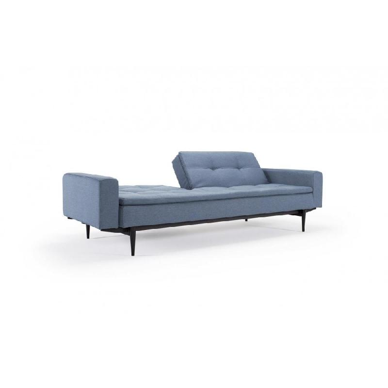Canapé design Dublexo Styletto convertible - Avec accoudoirs - Lit 210x115 cm - Pieds laqués noir - Tissu Soft Indigo_4