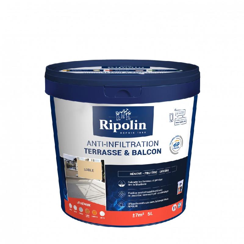 Revêtement d'étanchéité RIPOLIN - terrasse et balcon sable - 5L - colmate fissures et résiste aux intempéries_4