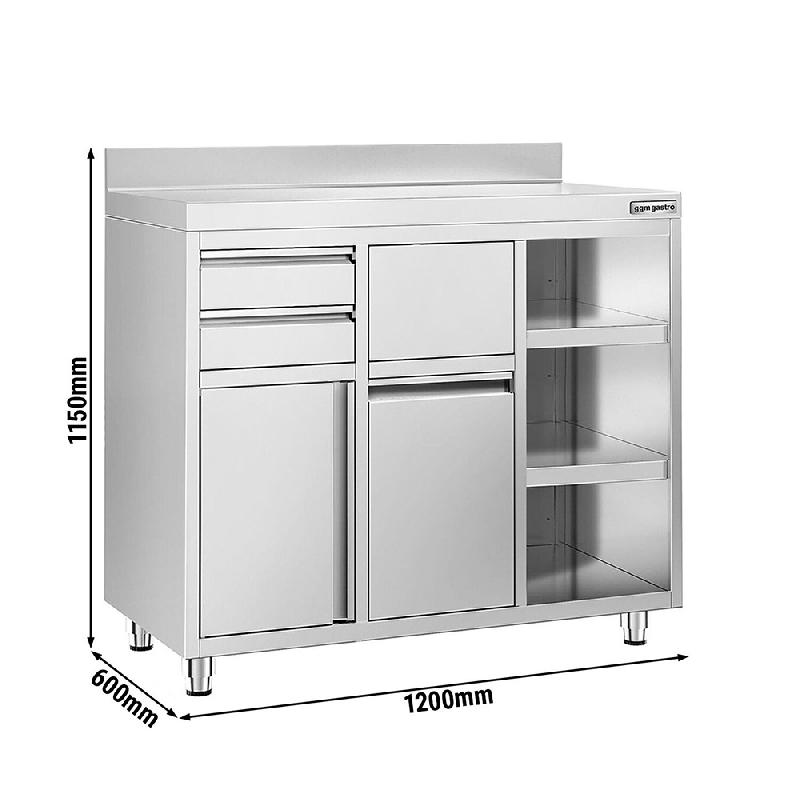 Meuble inox pour machine à café - 1200 x 600 mm - 2 tiroirs_4