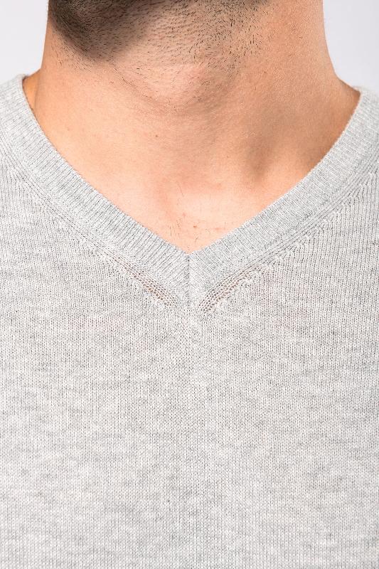 Pull col en V écoresponsable homme - Kariban - Réf: K980 - 50% coton biologique / 50% polyester recyclé_4
