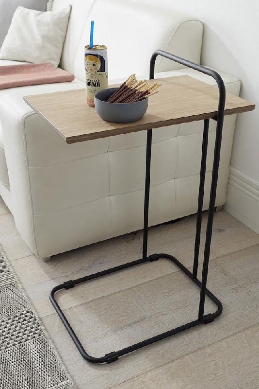 Table basse Enola - Placage chêne massif huilé - Piètement métal noir - Style industriel contemporain_4