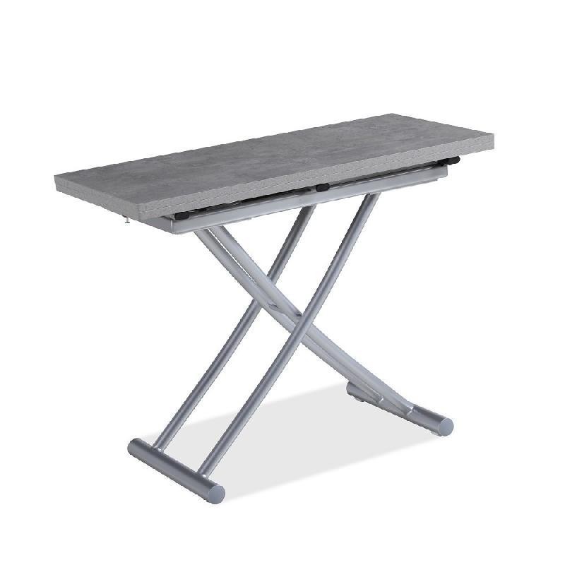 Table basse relevable extensible Colibri - ultra compacte - mélaminé finition béton - 100 x 45/90 cm - réglable 35 à 76 cm_4