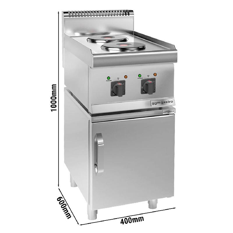 Cuisinière électrique - 4 kW - 2 plaques rondes - incl. Soubassement avec 1 porte  - Mario 600 | GGM -EHK46-E-UBK46-E_4