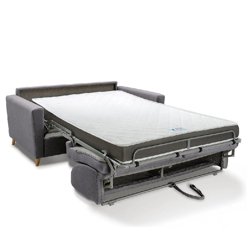 Canapé VIRGOLA convertible express - Matelas 16 cm - Sommier métallique 120 cm - Tissu tweed gris - Design scandinave_4
