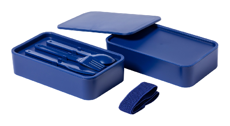 Boîte à lunch en plastique PP - avec set de couverts et sangle élastique - 2 compartiments de 700 ml chacun_4