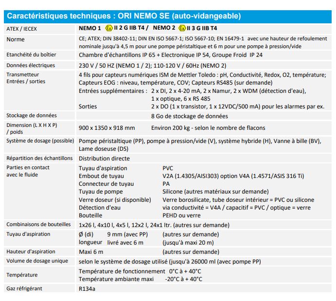 Préleveur automatique d'échantillons liquides à poste fixe, équipé d'une unité de commande amovible - NEMO certifié ATEX 1 et 2 - ORI_4