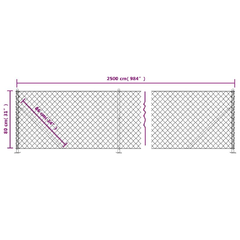 Vidaxl clôture à mailles losangées avec bride anthracite 0,8x25 m 153992_4