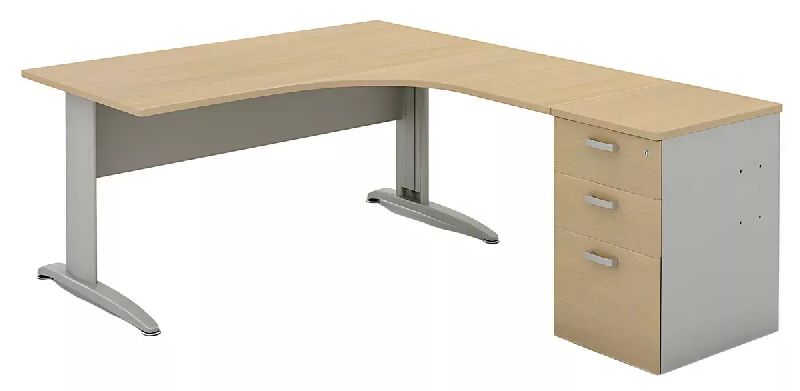 Bureau d'angle compact piètement métal avec caisson hauteur bureau So Aitana_4