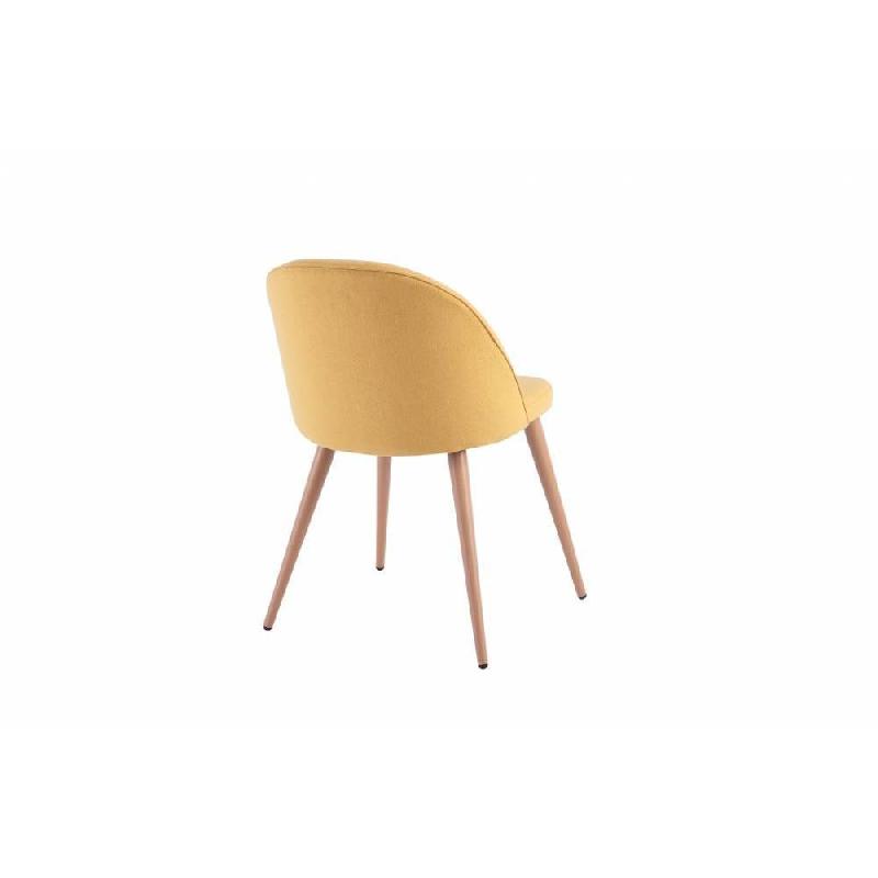 Lot de 4 chaises design scandinave - tissu jaune Velvet - piétement bois clair_4