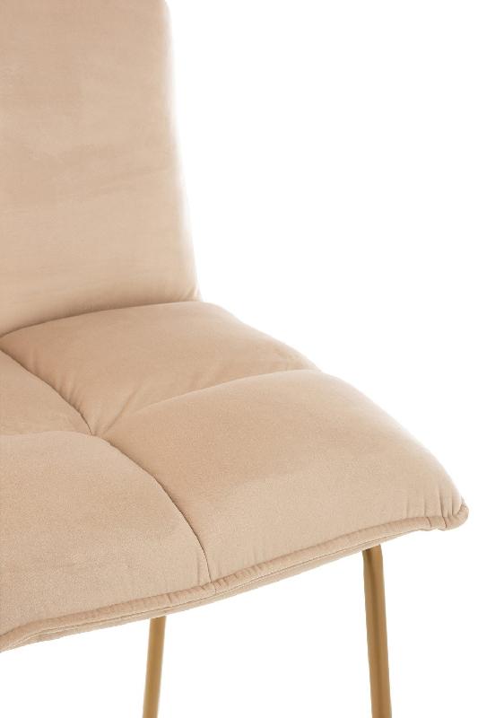 Chaise de bar RATRI - Velours beige, pieds métal couleur laiton - Design en vogue et confortable_4