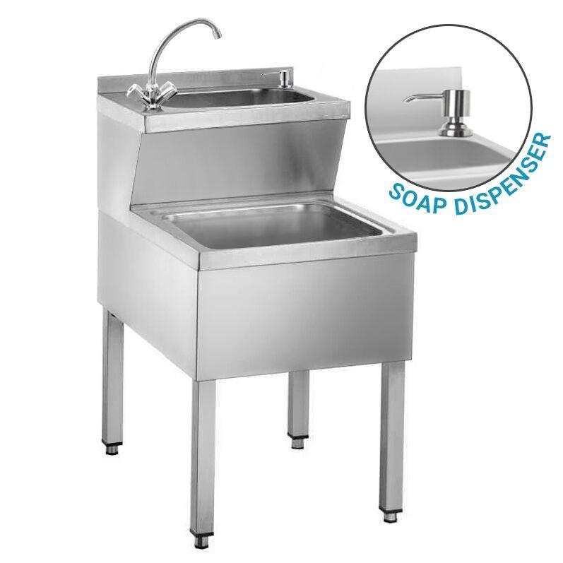 Lave-mains et évier avec distributeur de savon | P 600 mm_4
