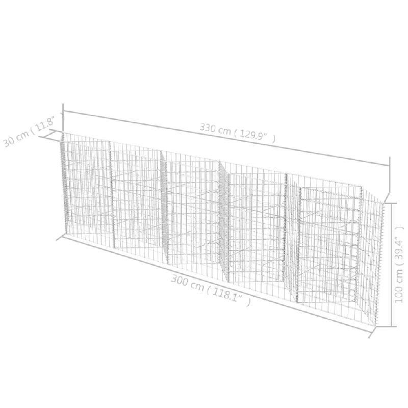 Vidaxl panier de gabion acier galvanisé 300x30x100 cm 142537_4