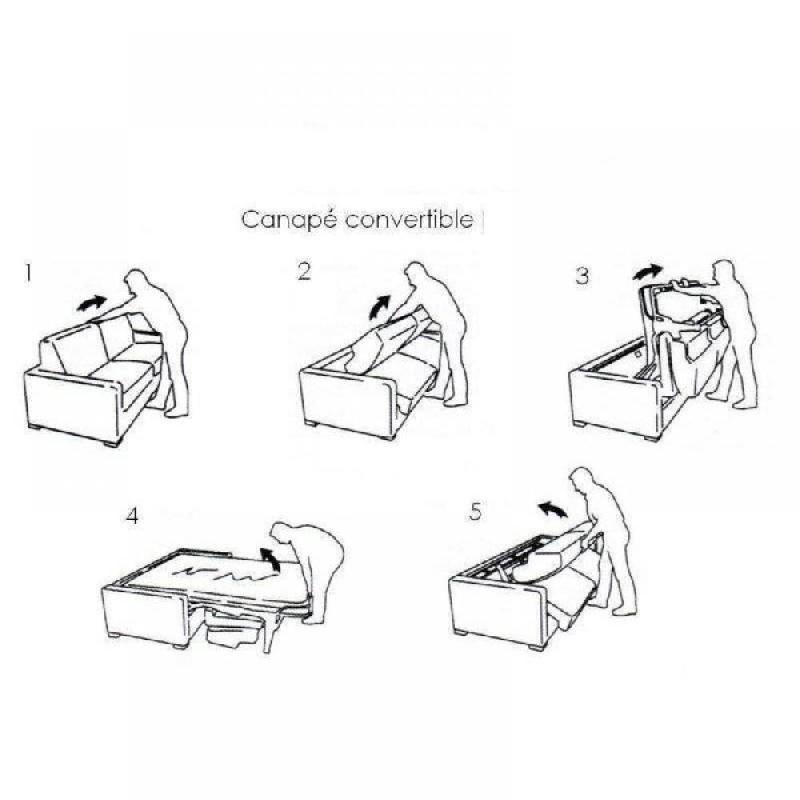 Canapé Dandy mono assise capitonnée convertible 140cm - système express avec matelas Bultex 16cm tweed bleu azur_4