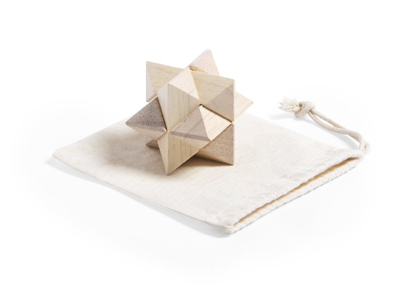 Puzzle magique en bois - Avec pochette en coton et fermeture à cordon - Couleur naturelle - 42g_4