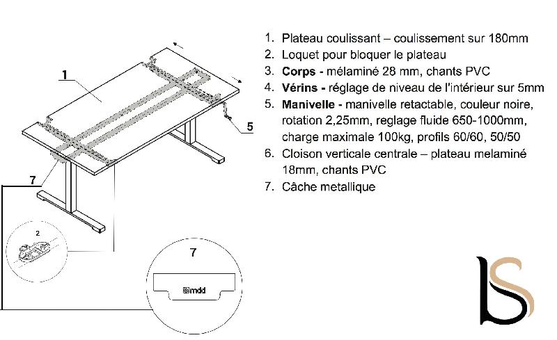 Bureau réglable en hauteur manuellement - MDD - Blanc 9010, 160, Blanc_4