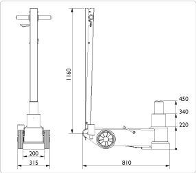 50-2 - Cric hydropneumatique à deux étages AC Hydraulic - Capacité : 50/25 T - Pour bus et camions de grande taille_4