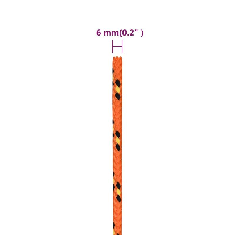 Vidaxl corde de bateau orange 6 mm 25 m polypropylène 152655_4