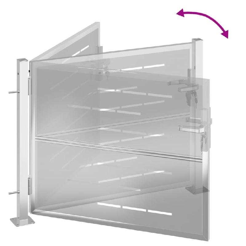 Vidaxl portail de jardin 100x75 cm acier inoxydable 376480_4