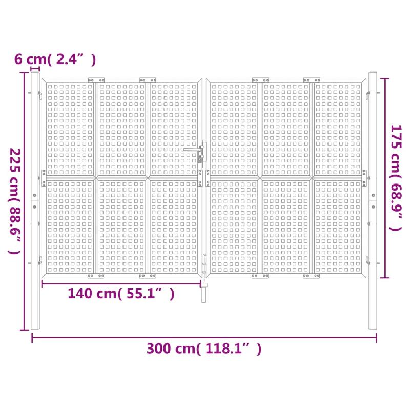 Vidaxl portail de jardin anthracite 300x225 cm acier 154569_4