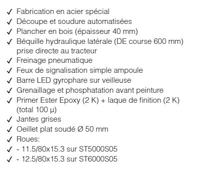 Plateau agricole joskin-bourges avec charge utile de 5 tonnes