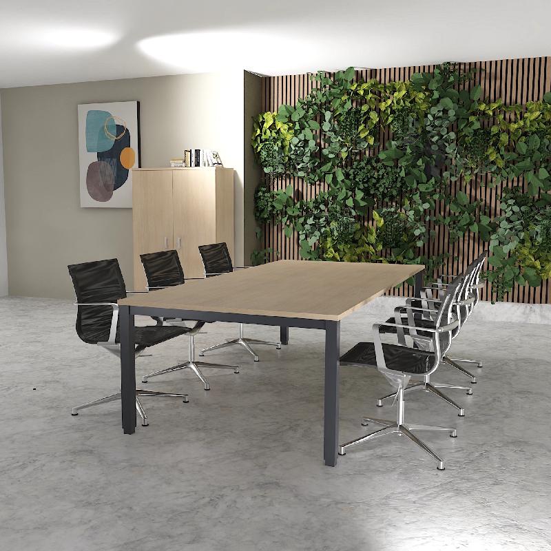 Table de réunion 6-8 personnes Tempo - Mobel Linea - 200, Anthracite, Chêne moyen_4