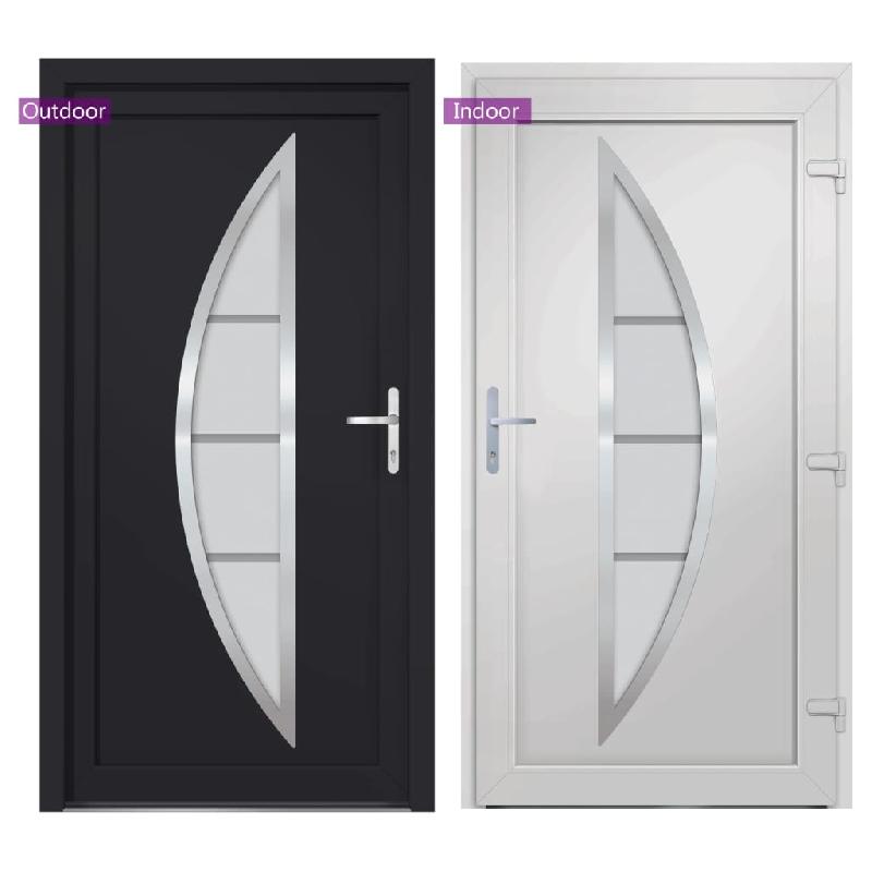 Vidaxl porte d'entrée anthracite 98x190 cm pvc 3187880_4