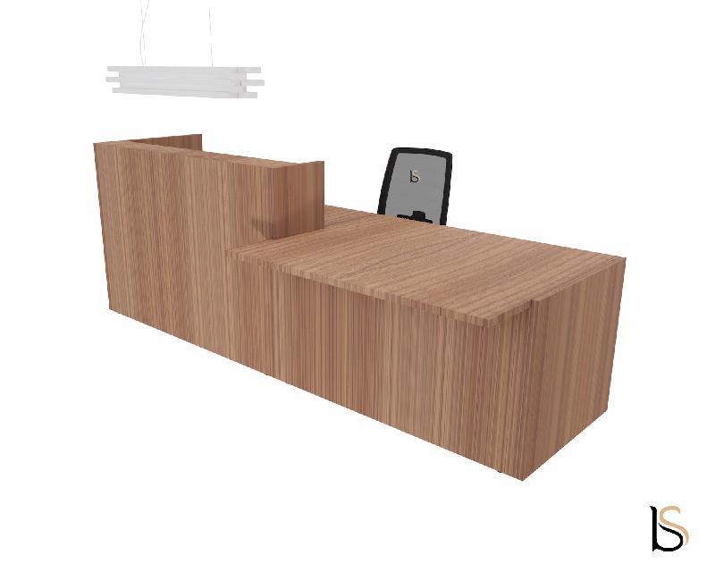 Banque d'accueil design avec accès PMR Z2 - Officity - 206, Droite, Noyer Canaletto_4