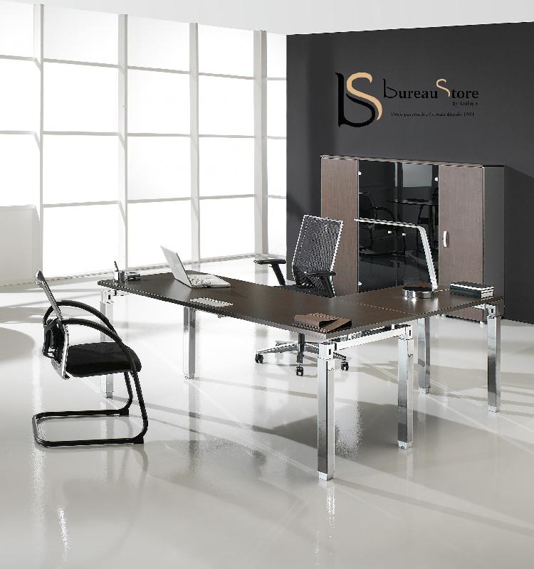 Bureau d'angle K4 avec piètement chromé - Mobel Linea - Hêtre, Gauche_4