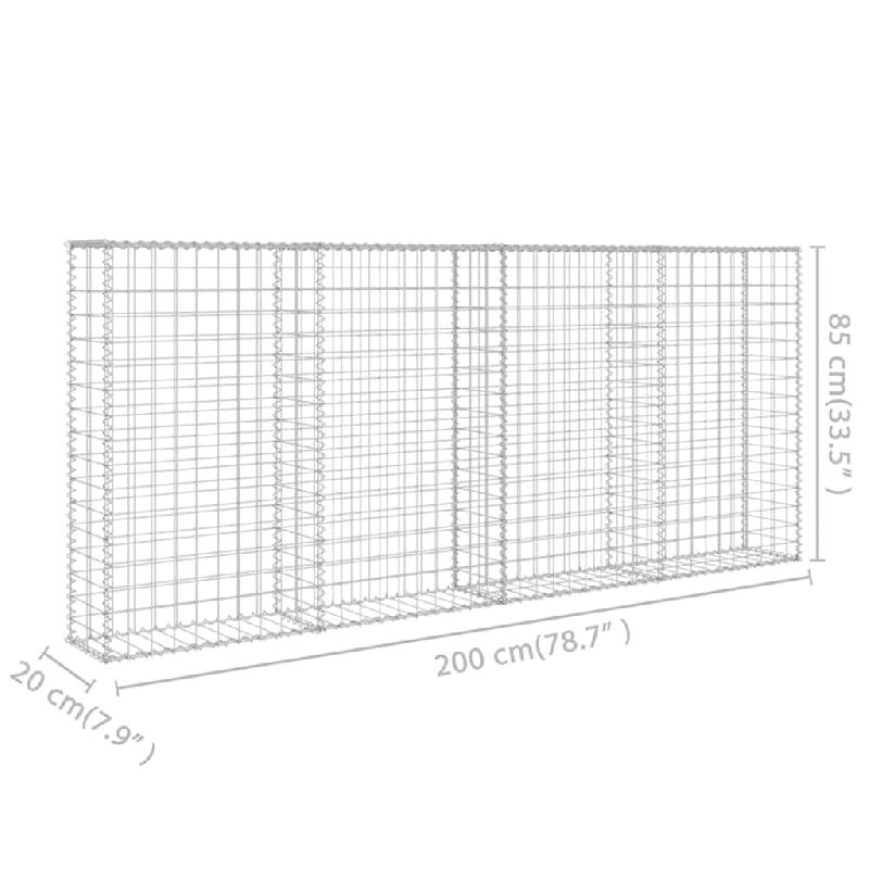 Vidaxl mur à gabion avec couvercles acier galvanisé 200 x 20 x 85 cm 143580_4